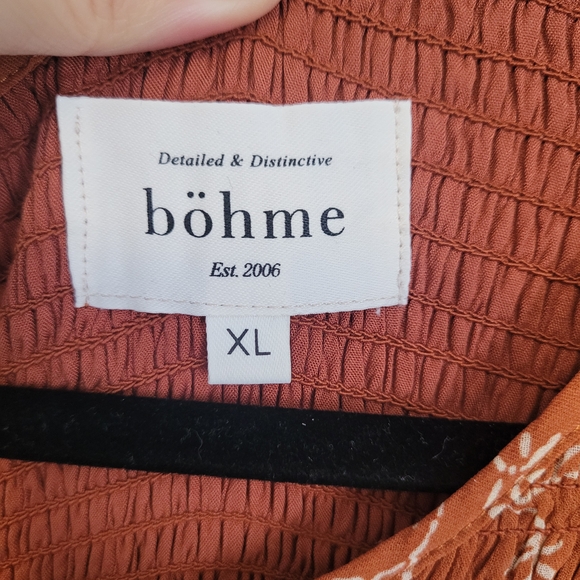 Bohme XL Rust Floral Smocked Maxi Dress Boho Cottagecore - Picture 4 of 9